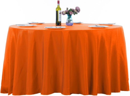 Ascoza 2pack 108 Inch Orange Round Tablecloth in Washable Polyester Fabric for Wedding/Banquet/Restaurant/Parties