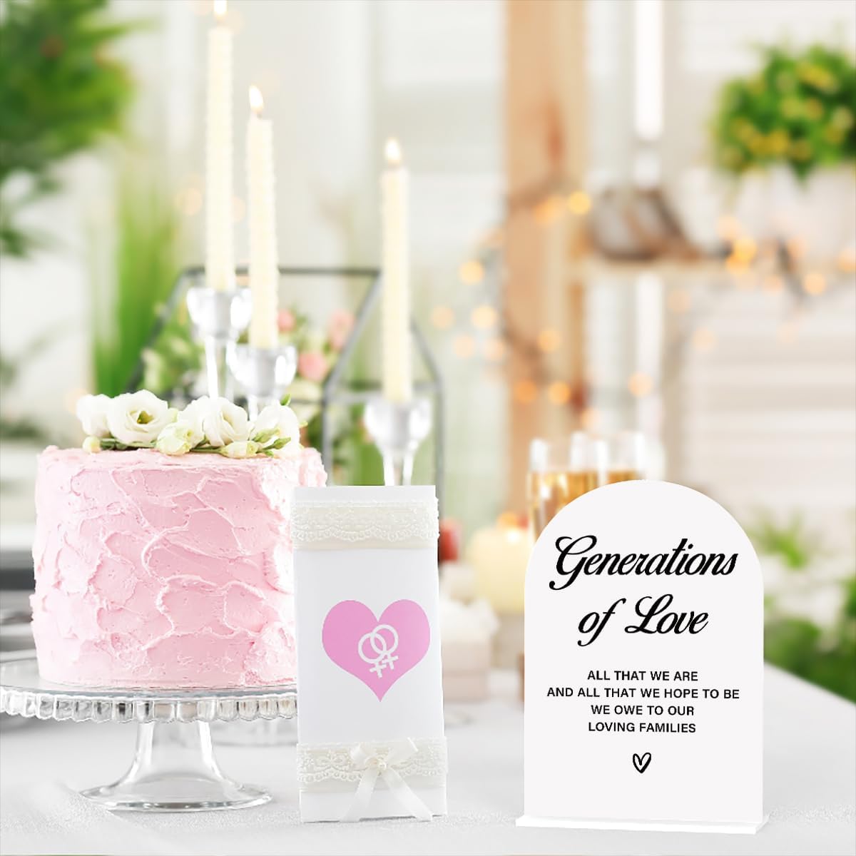 Acrylic Wedding Sign Generations of Love Sign for Wedding Wedding Signs for Ceremony Modern Calligraphy Arch Acrylic Table Top Sign for Wedding Reception and Event Party Table(white）