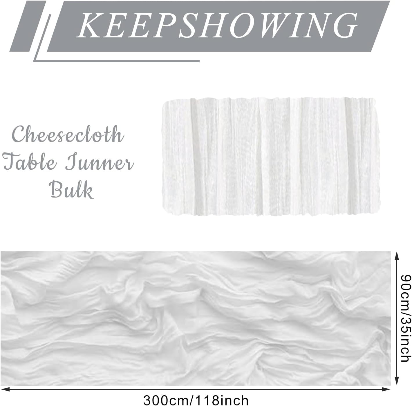 12 Pack Cheesecloth Table Runner, Runner Gauze Boho Wedding Decor Romantic Table Runner for Wedding Birthday Party(35" x 118") (White)