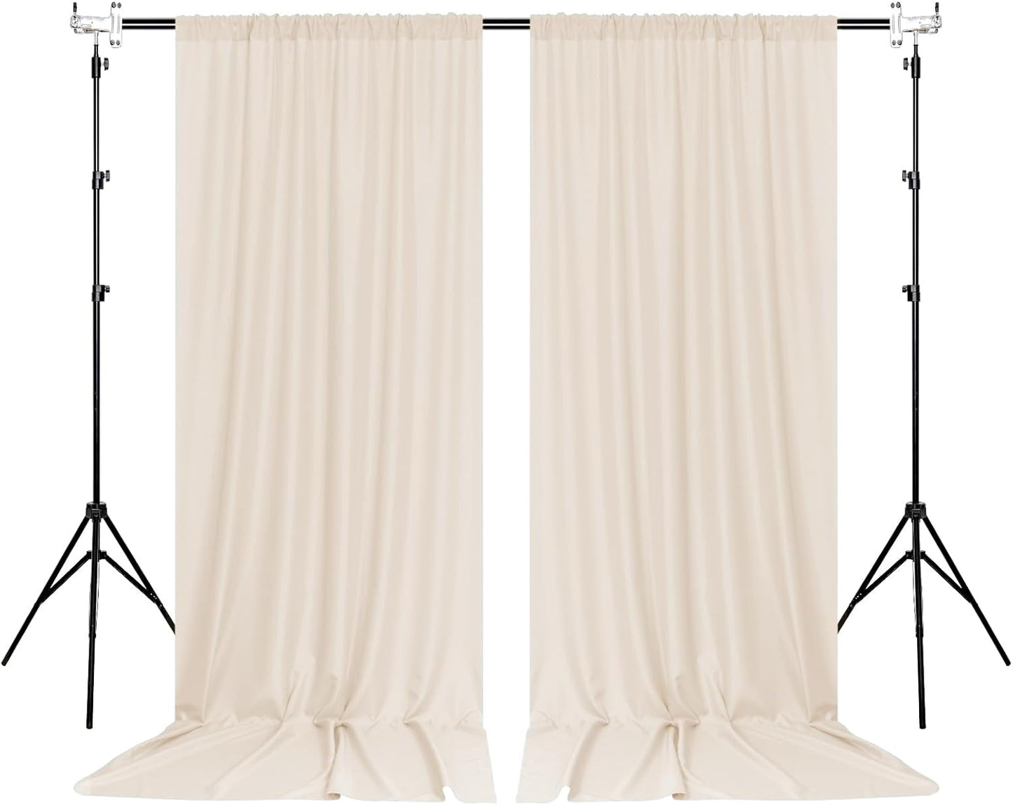 MEETSKY Beige Backdrop Curtains 10ft x 10ft for Wedding Birthday Baby Shower Photography Backdrop Fabric Curtains Drapes Home Window Decorations Rod Pocket Window Drapes,5ft x 10ft, 2 Panels