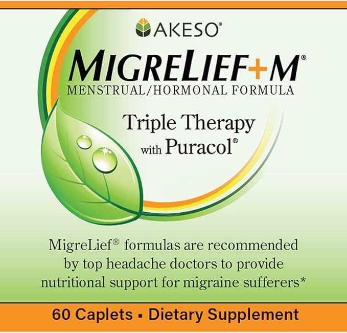MigreLief+M – Advanced Nutritional Support Supplement for Women’s Neurological Health and Head Comfort – 60 Caplets (1-Month Supply)
