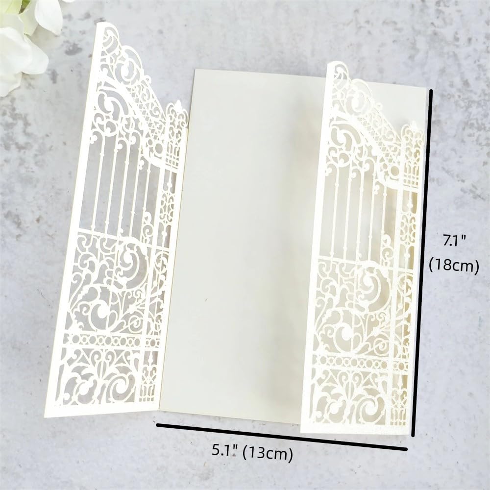 MillaSaw Glitter Ivory Invitation Card For Marriage Birthday House Warming Invitation Kits (IVORY GLTTER, 4.9"x7.1")