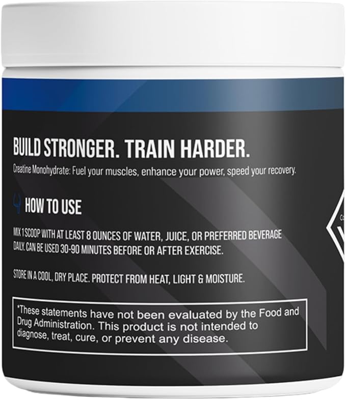 Creatine Monohydrate - Pure & Unflavored Creatine Powder - Vegan, Gluten Free, No Additives, Non-GMO - Easy-Mix Formula for Strength & Performance Support - 5 g per Serving - 50 Servings