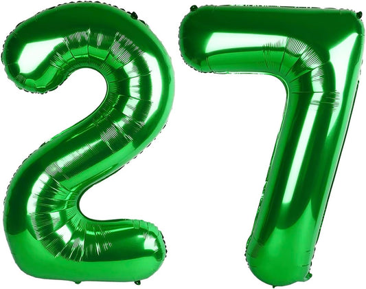 Green Number 27 72 Birthday Balloon 40 Inch, 27 72 Party Celebration Decorations Supplies, Mylar Foil Numbers Balloons for 27 72 Wedding Anniversary