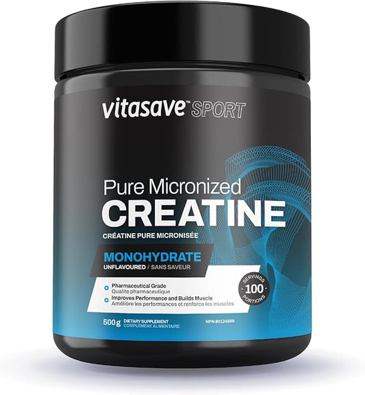 Micronized Creatine Monohydrate Powder – 100% Pure Creatine for Muscle Growth, Strength & Performance – Fast-Absorbing, Ultra-Fine & Unflavored – Vegan – 100 Servings (500g, Made in Canada)