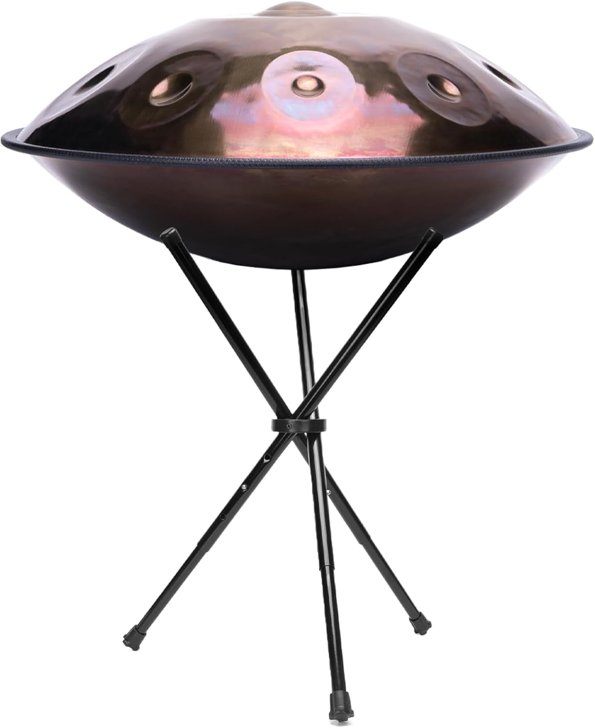 "SINGOFIRE" New Upgrade Advanced Handpan Drum, Ember Steel Handpan, 10-Notes with Bag, 22-Inch 440Hz D Minor Kurd, Telescopic Drum Stand, Iridescent-Gold