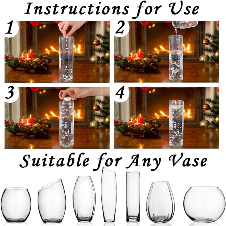 50pcs Pearls String Beads of Pearls, 10+5mm White Artificial Pearl String for Floating Candles Centerpieces, Vase Filler, Wedding Centerpiece Christmas Party Decor