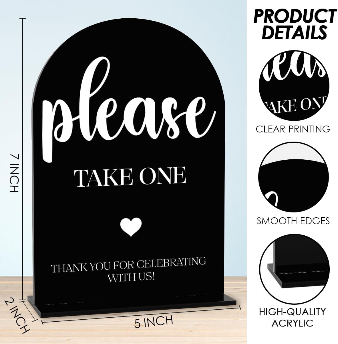 Black Please Take One Sign, Wedding Engagement Bridal Shower Baby Shower Decor for Reception Reception, Weddings Acrylic Sign