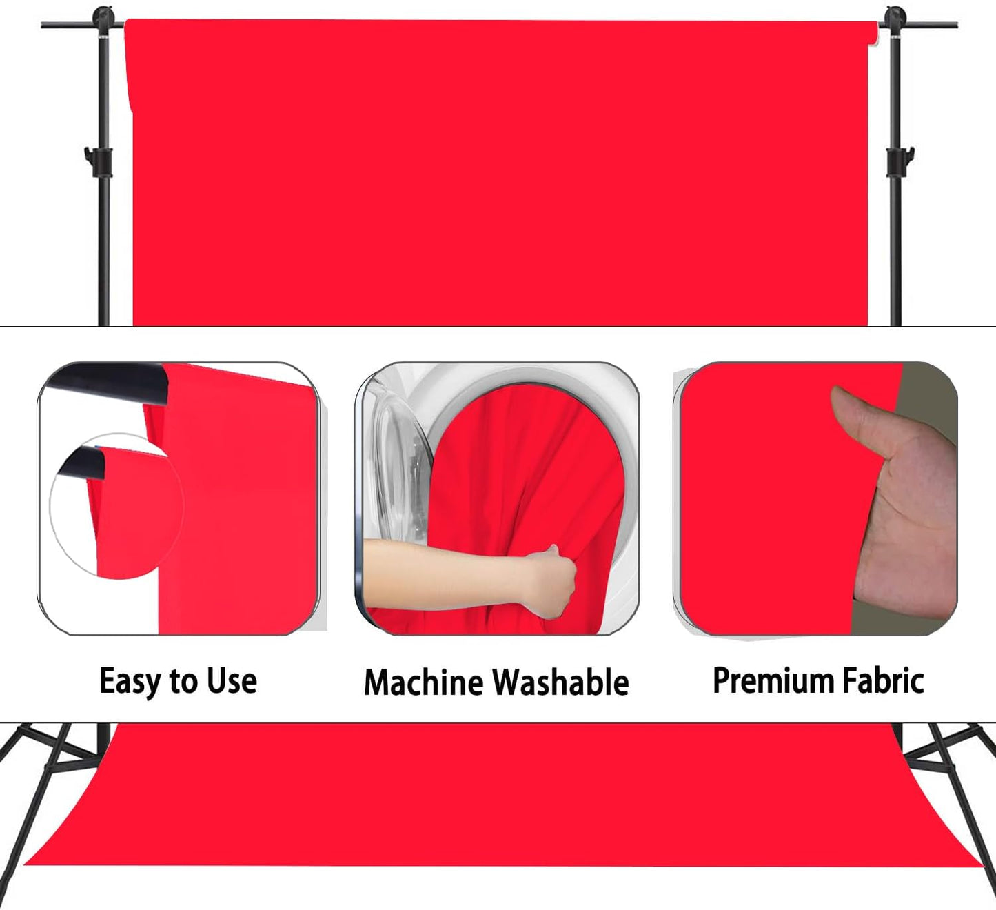 Red Photography Backdrop for Photoshoot, Photo Backdrop Curtain, Perfect Red Backdrops for Party Portrait Photoshoots Video Studio 10FTx20FT