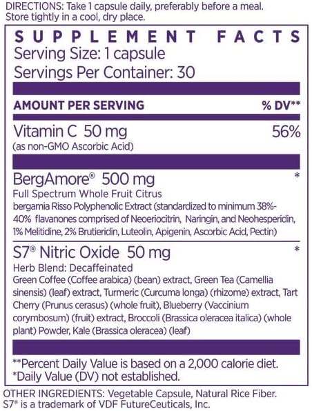 NAOMI Italian Citrus Bergamot Plus Nitric Oxide Boost, Award-Winning Cardiologist Dvlpd, Supports Healthy Cholesterol & Blood Pressure in Normal Range, with 7 Key Polyphenols, 30-Day Supply
