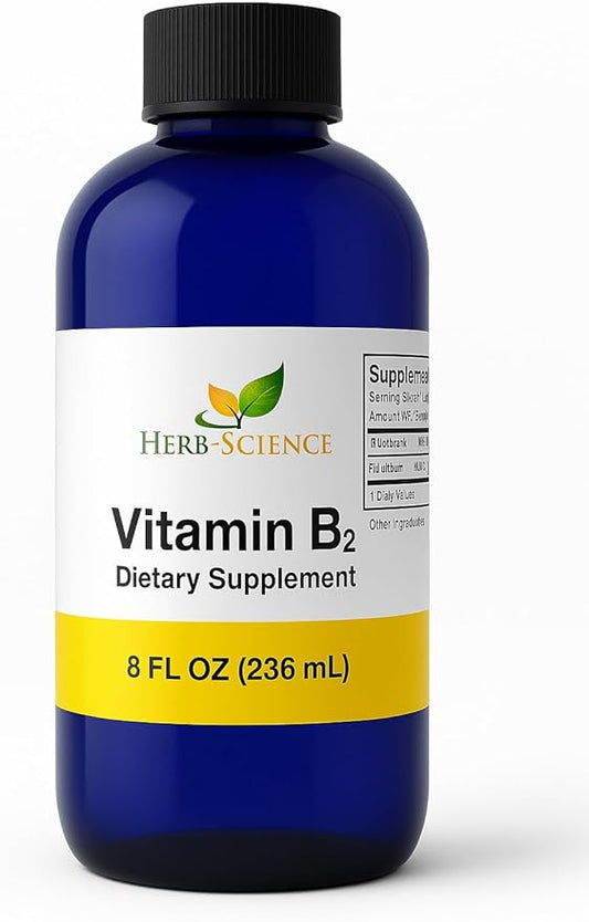Vitamin B2 Supplement - Riboflavin Drops Liquid Extract - for Headache Relief, Natural Energy - Support for Hair, Skin, Nail Health,Collagen Production - Non-Alcoholic - 8 Fl.oz.