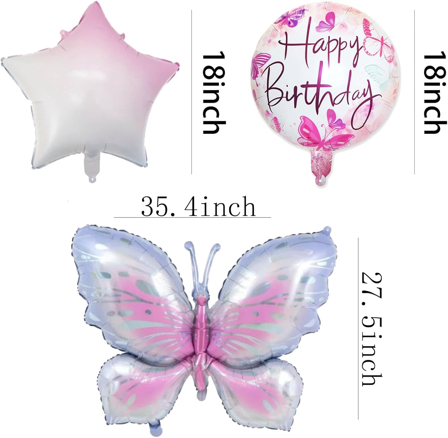 Butterfly Birthday Party Decorations Butterfly Foil Balloons for Kids Birthday Party Decoration Supplies
