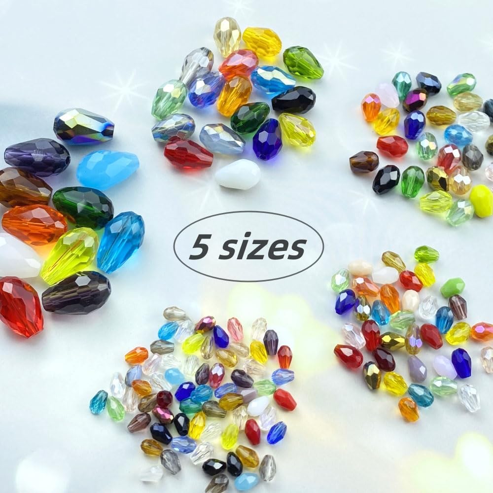 70pcs 8x12mm Teardrop Crystal Glass Beads Vertical Hole Faceted Loose Spacer Beads for DIY Craft Jewelry Making Necklace Bracelet Earring Wind Chimes(White Series)