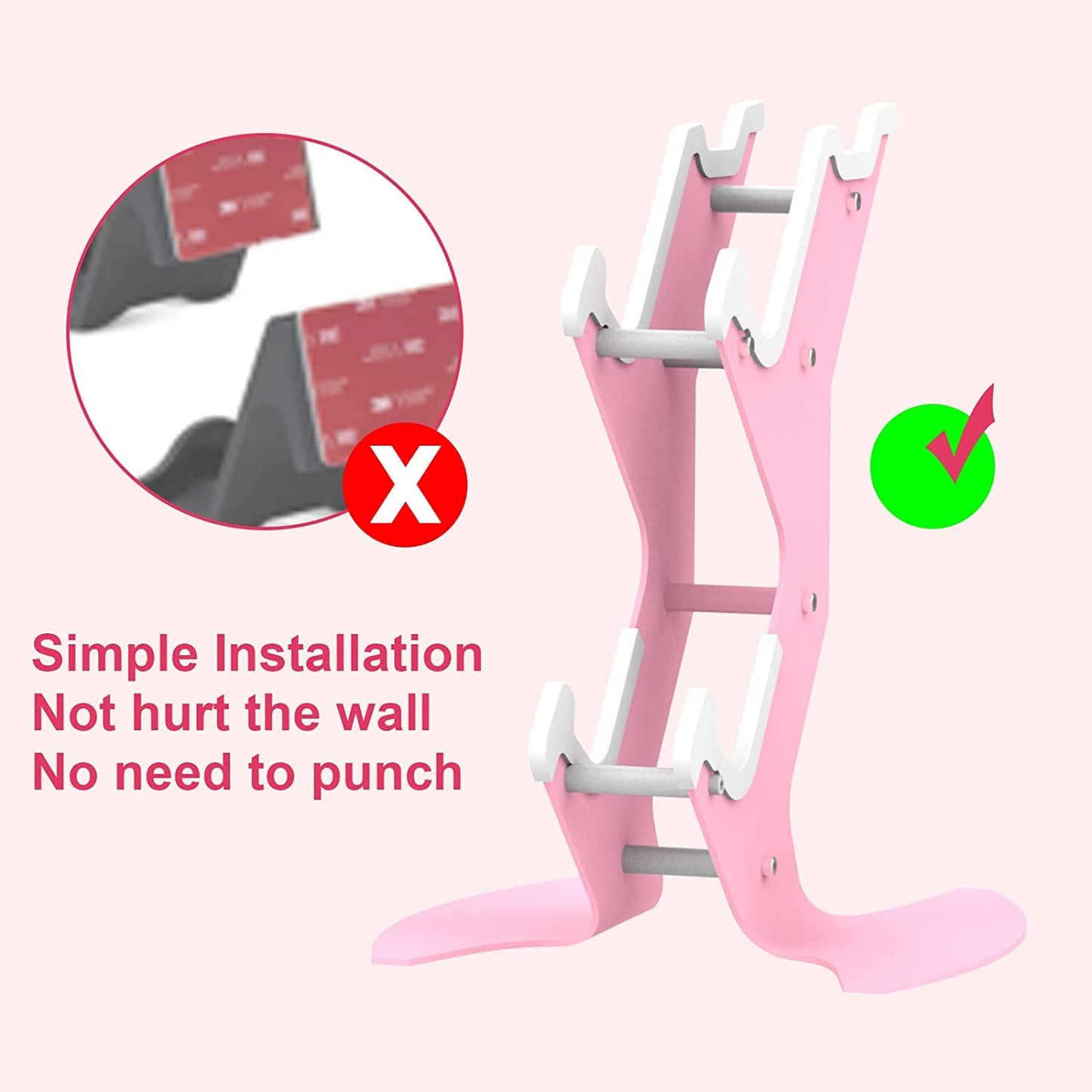 Controller Holder Pink, Game Controller Rack Headset Stand for Xbox Series X S/Xbox one / PS5 / PS4 / NS/PC/Headset, Aluminum Metal Headset Mount Universal Organizer for Video Game Accessories