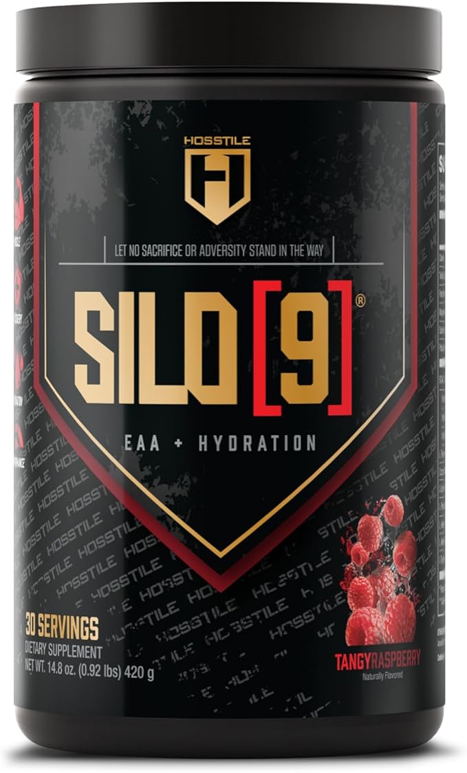 HOSSTILE SILO[9] Essential Amino Acids, EAA & BCAA Powder, Electrolyte Hydration Support, Enhance Muscle Growth & Recovery, Pre or Post Workout Drink, Tangy Raspberry, 30 Servings