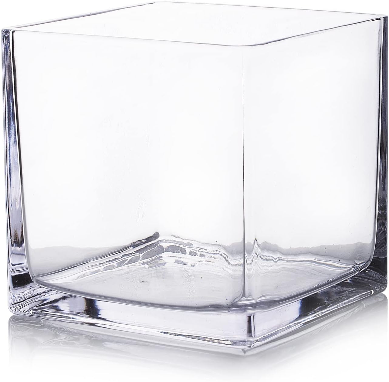 Enova Floral Cube Glass Vase - 6 x 6 Inch Square Vases with Floating Candle Holders, Perfect for Wedding Centerpieces and Home Office Decor - Set of 1