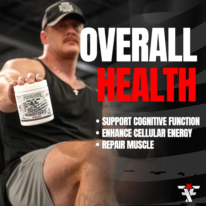 Creatine Monohydrate, Promotes Lean Muscle Growth, Unflavored, Aids Muscle Recovery, Post-Workout Supplement, Veteren Owned and Operated (60 Servings, Creatine Monohydrate)