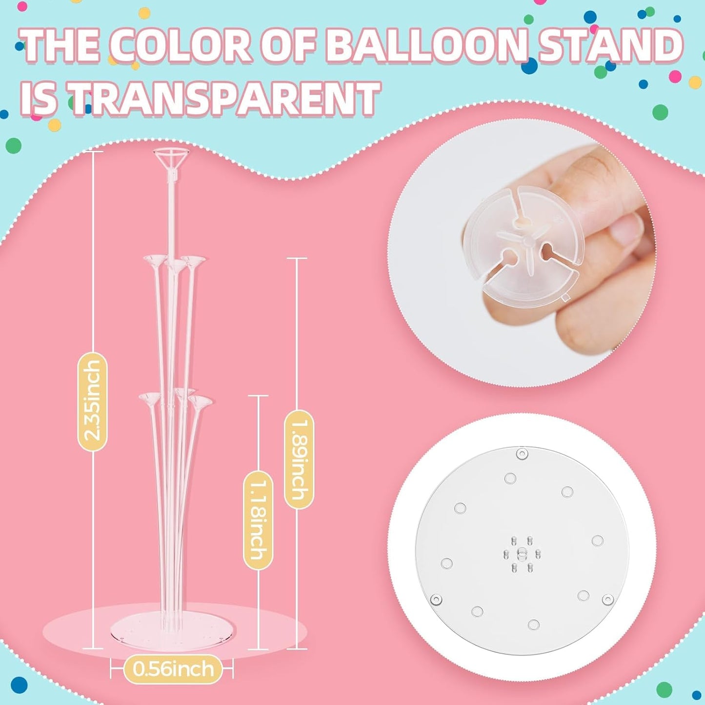 6 Set Balloon Stand Kit - Table Stands With Base, Easy Assembly Sticks, Reusable Holders for Baby Showers, Weddings, Birthdays, Party Decorations