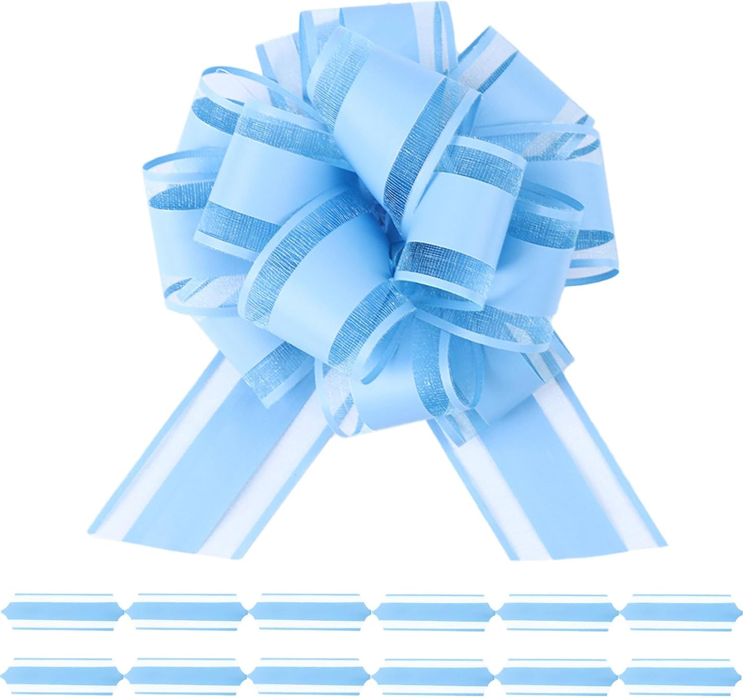 6Pcs 6inch Pull Bow Gift Wrapping,Pull Bow For Gift Basket, Gift Bag Box Wrapping Decor, Valentines Day, Birthday, Anniversary, Wedding, Flower Packaging (Baby Blue)