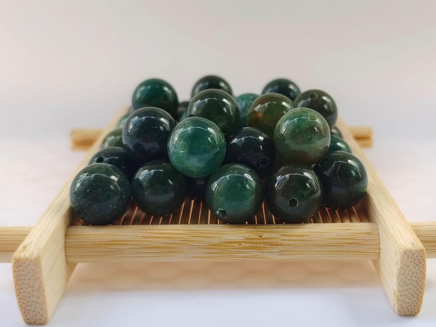 Stone Beads 8mm 100pcs Green Moss Agate Beads Round Loose Gemstones Beads for Bracelet Necklace Jewelry Making (8mm, 60801 Green Moss Agate)