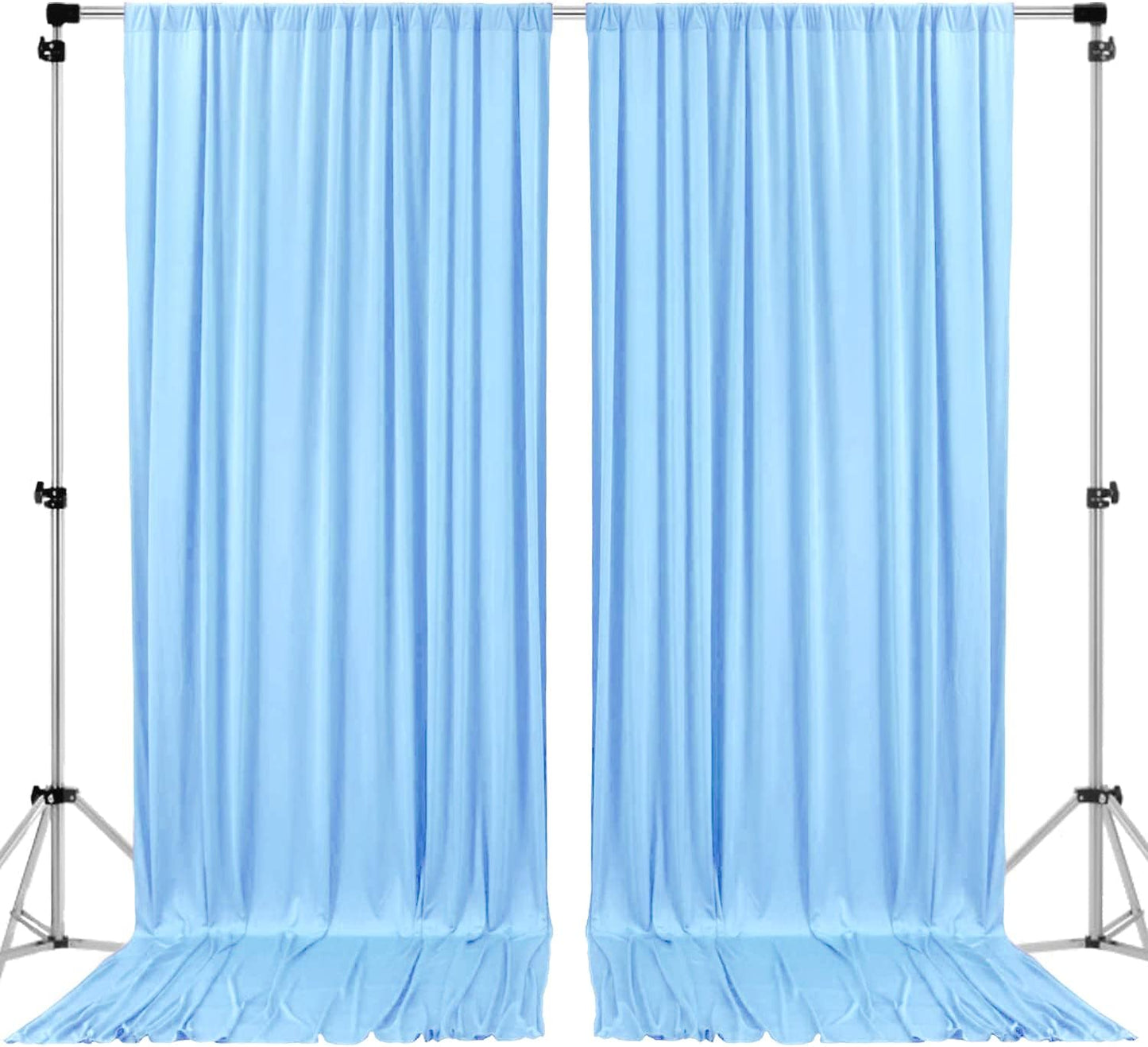 AK TRADING CO. 10 feet Wide x 12 feet Long IFR Polyester Backdrop Drapes Curtains Panels with Rod Pockets - Wedding Ceremony Party Home Window Decorations - (Light Blue)