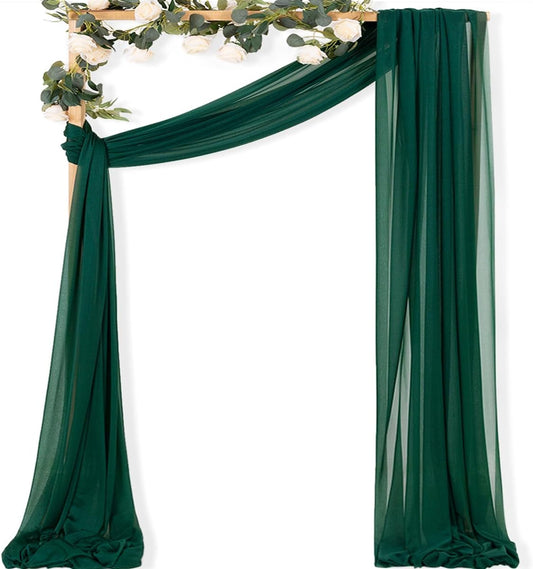 MLMC Emerald Green Wedding Arch Draping Fabric 1 Panel 29" x 20 FT Extra Long Gauze Drapes Sheer Backdrop Curtains 6.6 Yards Outdoor Drapery Panels for Wedding Ceremony Party Ceiling Decoration