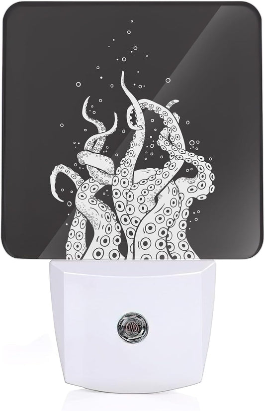 Black Octopus Night Light, Night Light Plug into Wall with Dusk to Dawn Sensor, LED Lamp Energy Saving Lights for Men Women Boys Girls,Lamp for Bedroom Bathroom Hallway