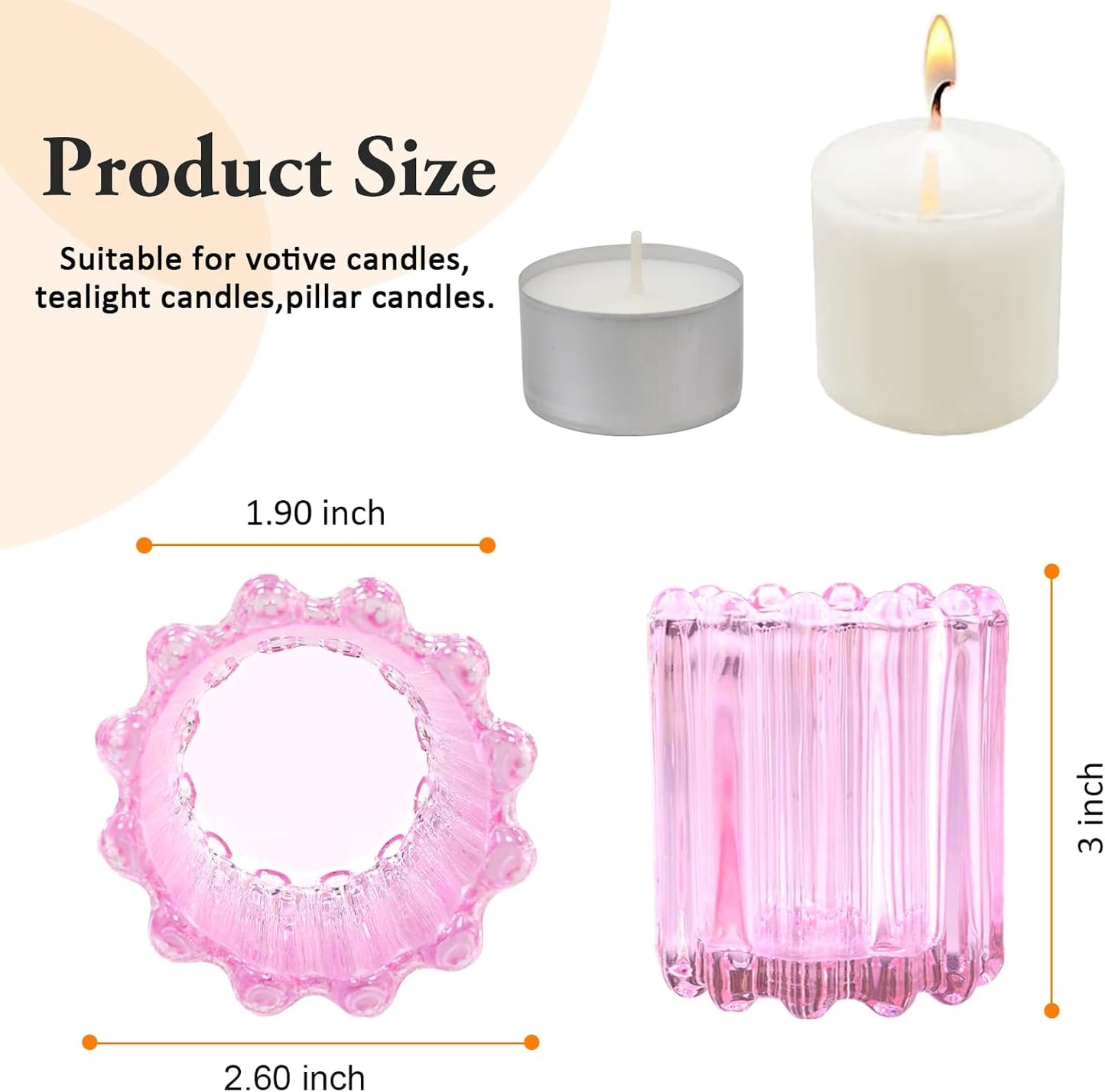 GOLDEAL 24Pcs Pink Glass Votive Candle Holders Tealight Holders Decorative, Tea Candle Holders Bulk,Candlestick for Wedding, Party,Dinner, Home Table Decor.