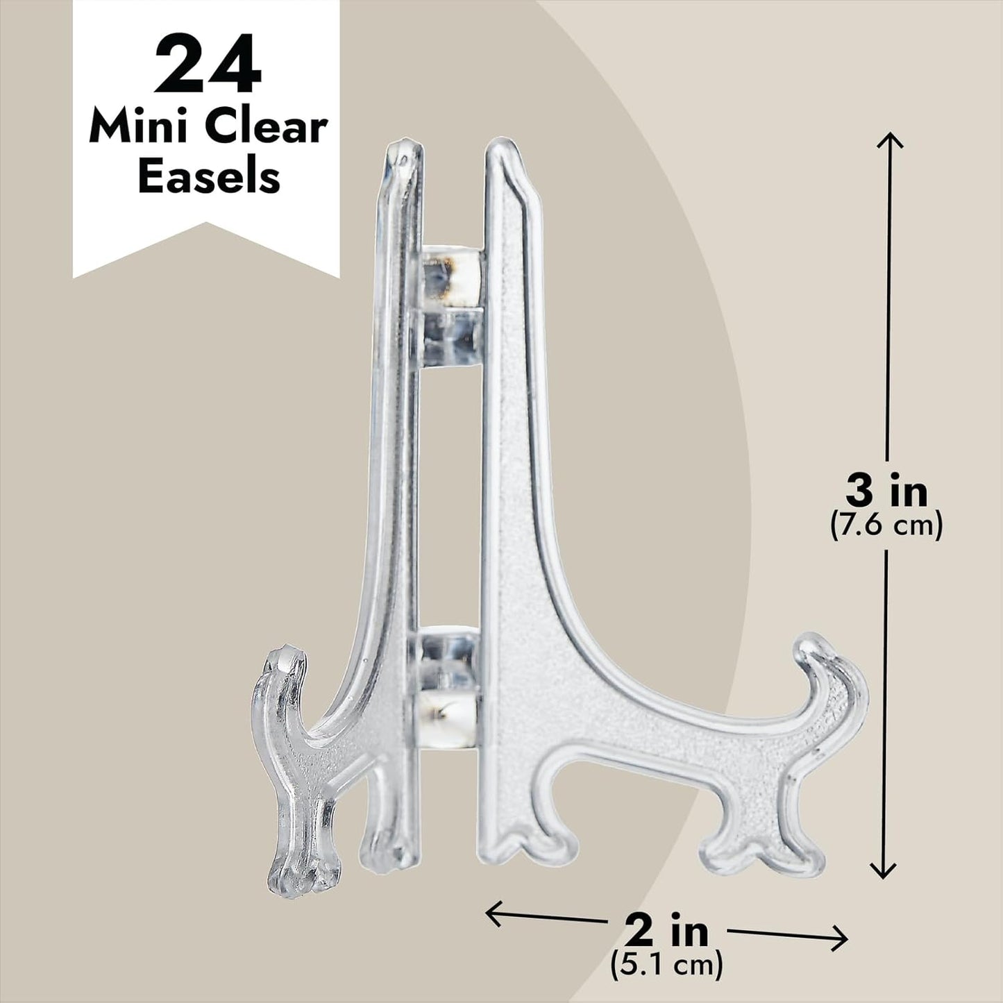 Juvale Mini Acrylic Easel Stands - 24-Pack, 3-Inch Clear Plastic - Display Stands for Collectibles, Trading Cards & Photos