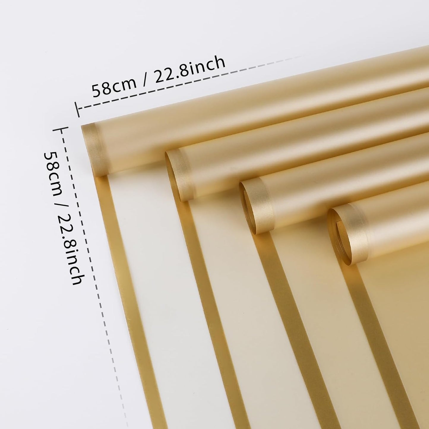 NESCCI 20 Sheet Flower Wrapping Paper - Waterproof Floral Bouquet Wrapping Paper, Florist Supplies Packaging Paper for Wedding Birthday Gift DIY (Translucent Gold)