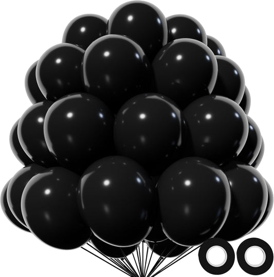 KAWKALSH Black Balloon 12 Inch, 110pcs Latex Party Balloons Helium Bright Color for Birthday Baby Shower Wedding Party Supplies Arch Garland Decoration