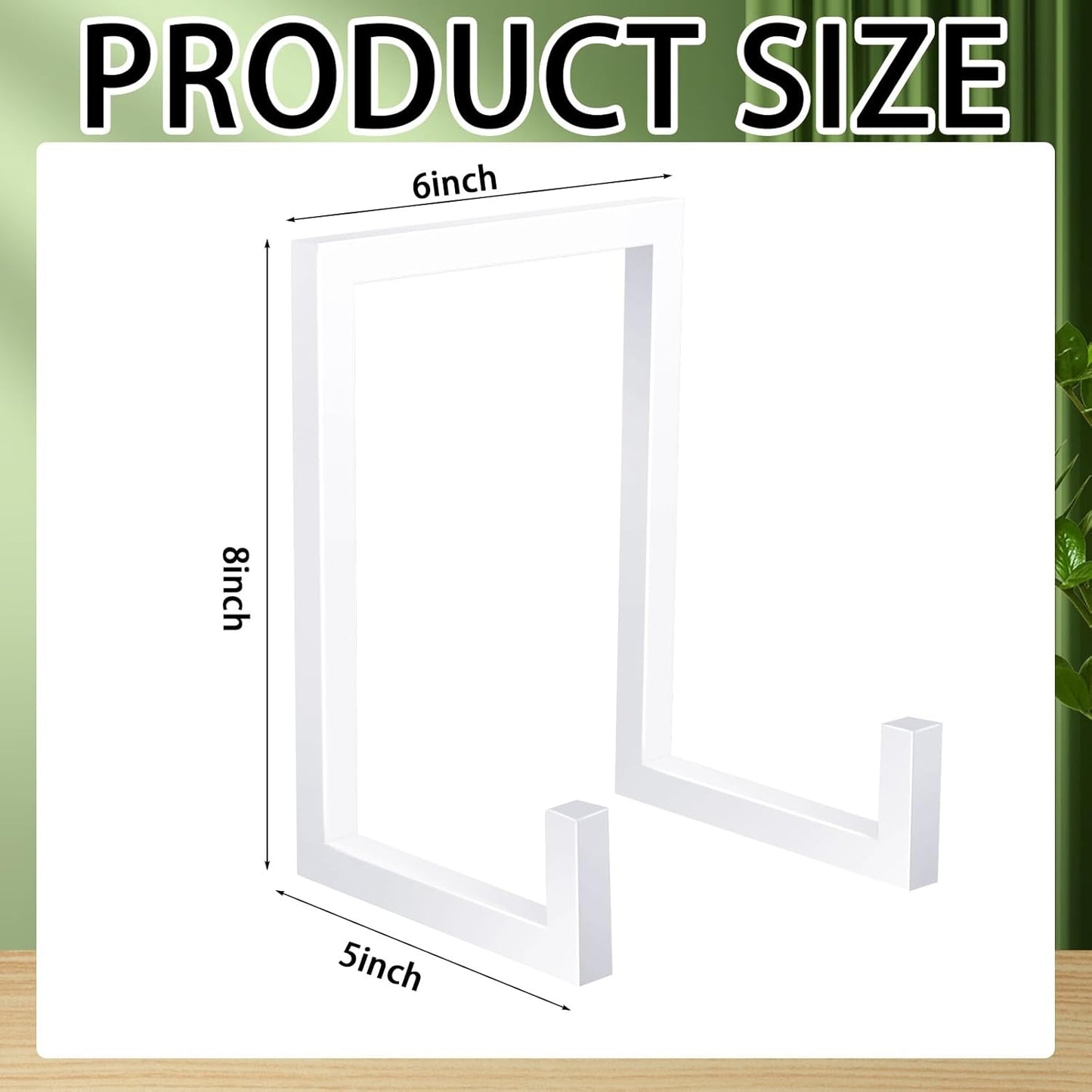 Sweetude 2 Pcs Large Plate Stands for Display Metal Frame Plate Holder Display Stand Decorative Table Top Easels for Picture, Book, Platter, Photo Easel(White,8 Inch)