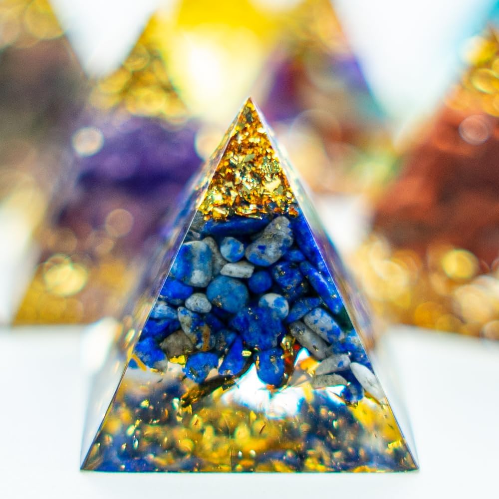1.18inch Mini Natural Crystal Pyramid Energy Generator Quartz Amethyst Reiki Healing Crystal Chakra Resin Pyramid Meditation Tool Home Decor (12PCS)