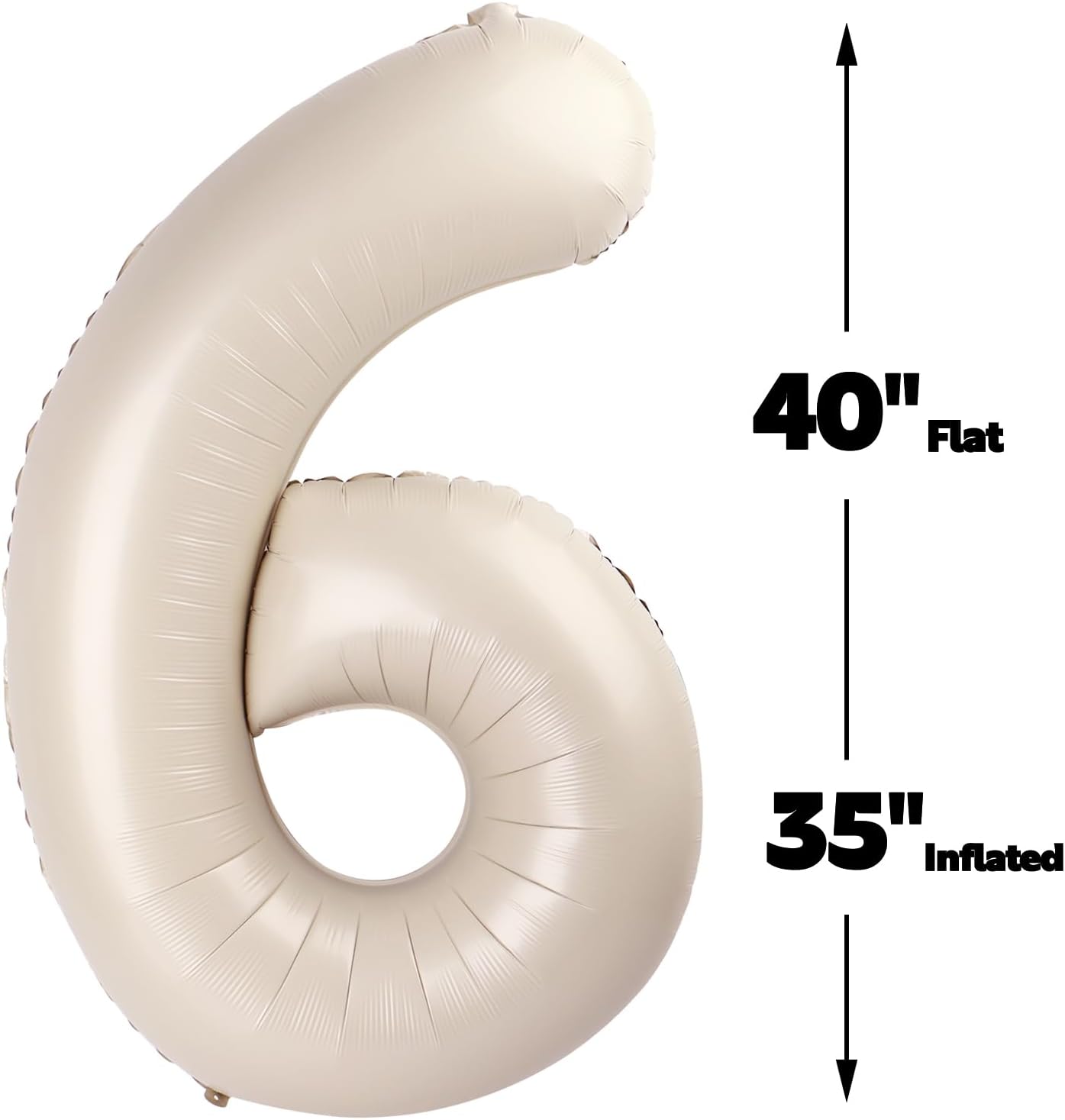 40 Inch Cream White Mylar Foil Number 16 61 Birthday Balloon, Digital Balloons for 16 Boy Girl Party Decorations Supplies, Big Helium Balloon Numbers for 61 Men Women Anniversary