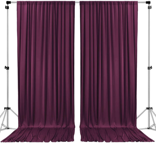 AK TRADING CO. 10 feet x 8 feet IFR Polyester Backdrop Drapes Curtains Panels with Rod Pockets - Wedding Ceremony Party Home Window Decorations - Eggplant Purple