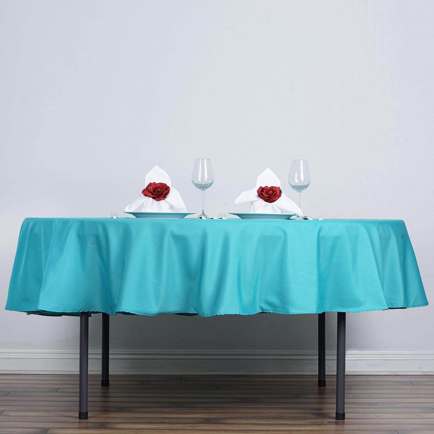 Efavormart Round Tablecloth, 90 Inch Stain & Wrinkle Resistant Washable Table Cloth, Decorative Polyester Fabric Table Cover for Banquet, Wedding, Dining- Turquoise