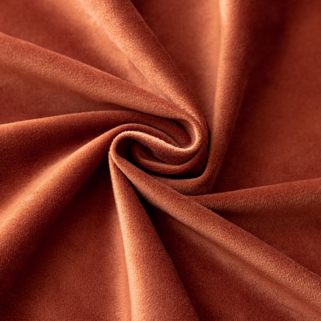 F-CHU Luxury Burnt Orange Tablecloth Thickset Velvet Tablecloth with Beautiful Gold Vintage Tassels Table Cloth for Home Decor Wedding, Party, Banquet and Events 48" Round