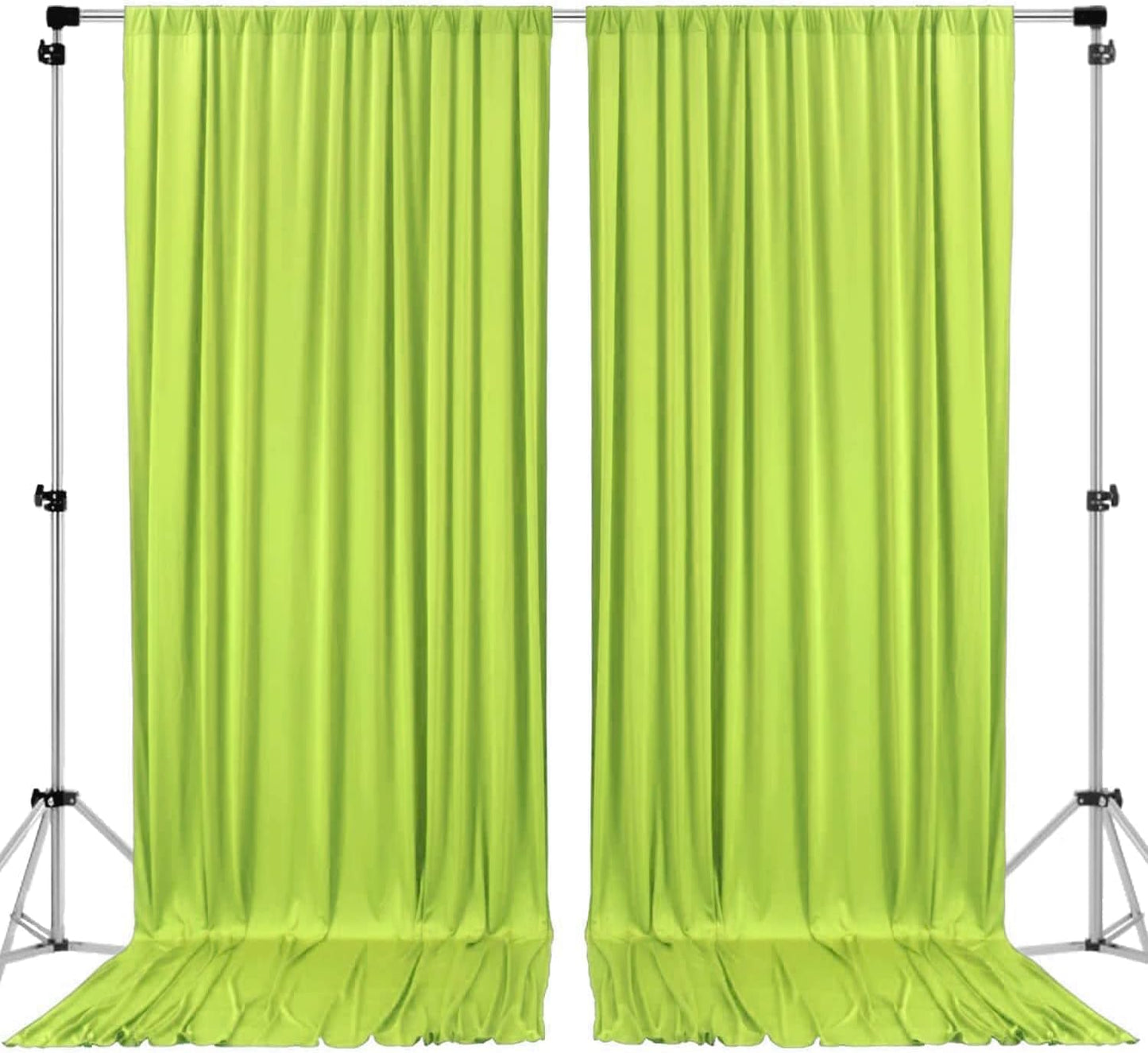 AK TRADING CO. 10 feet x 8 feet Polyester Backdrop Drapes Curtains Panels with Rod Pockets - Wedding Ceremony Party Home Window Decorations - Light Green, 2 Pack