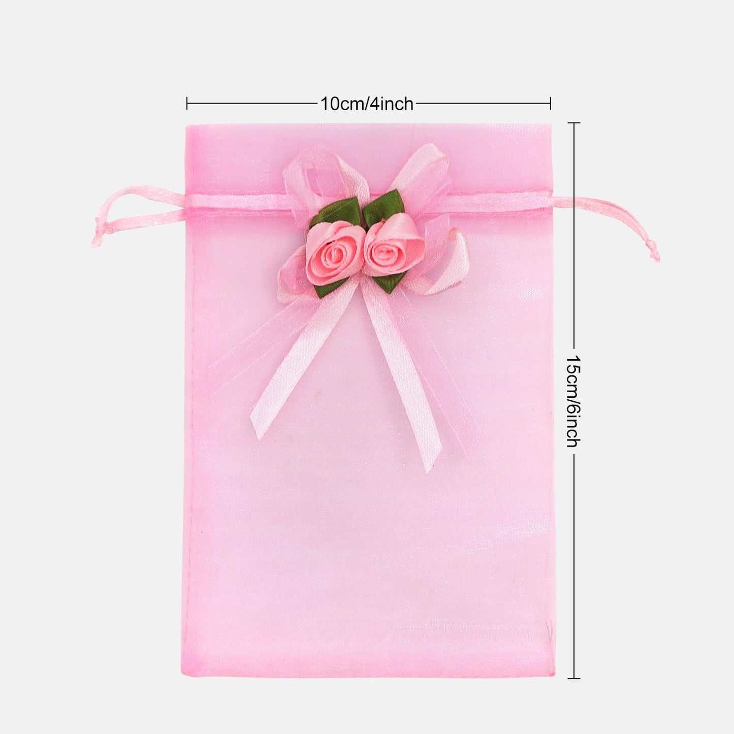 SumDirect Rose Organza Gift Bags - 50Pcs 4x6 inch Pink Wedding Favor Gift Bags, Jewelry Pouches with Drawstring for Party Wedding Christmas Valentine