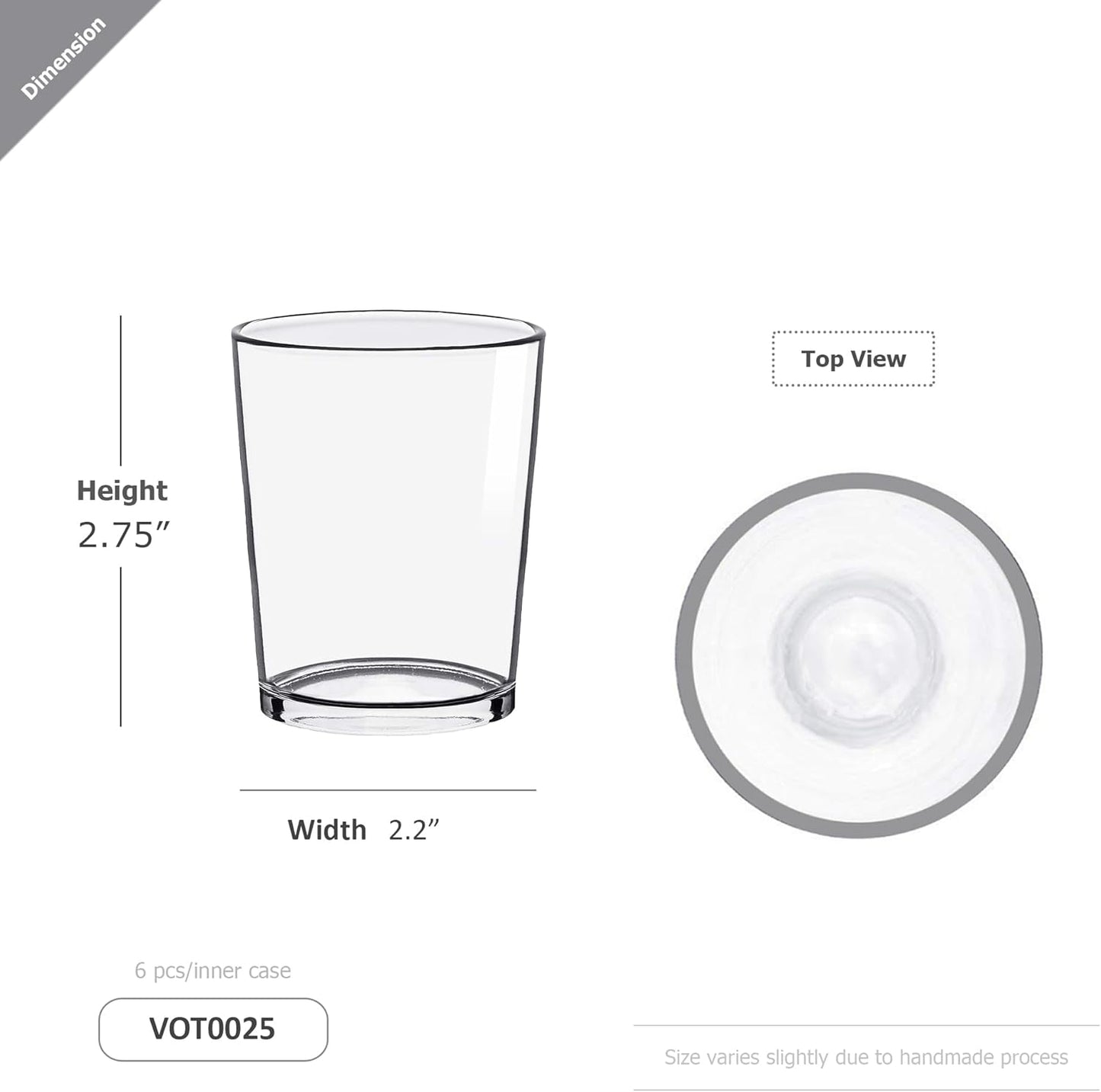 WGV Tea Light Votive Candle Holder 2.2x2.75, Clear Tiny Utility Cylinder Glass Vase, Small Planter Terrarium for Home Accent Decor, 6 Pieces