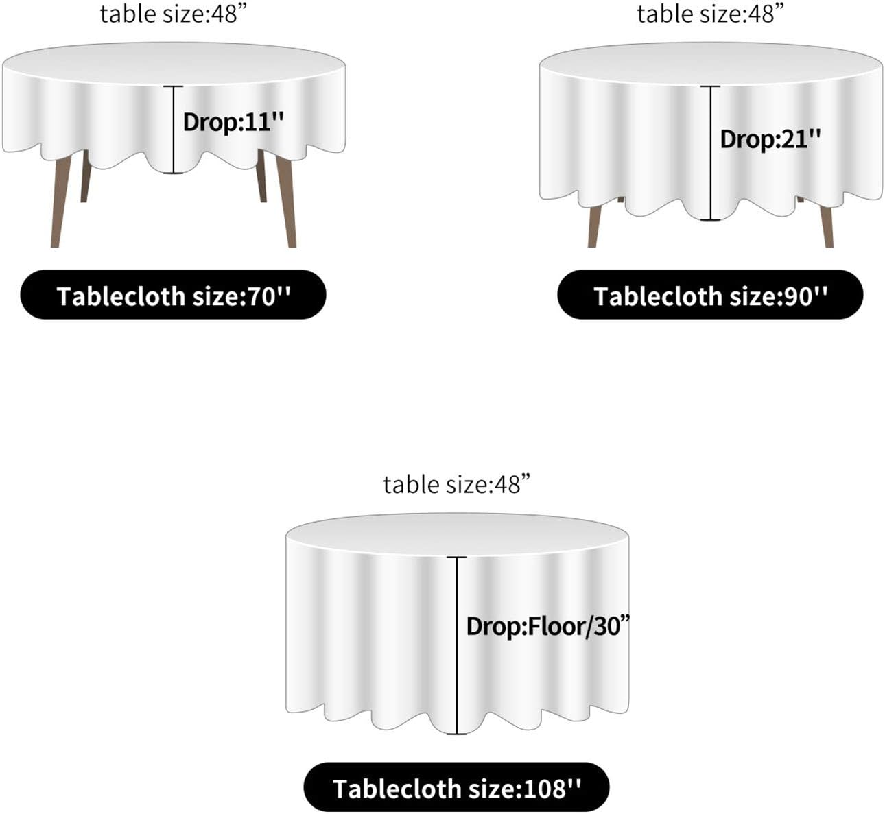 Ascoza 12pack 70 Inch Ivory Round Tablecloth in Polyester Fabric for Wedding/Banquet/Restaurant/Parties