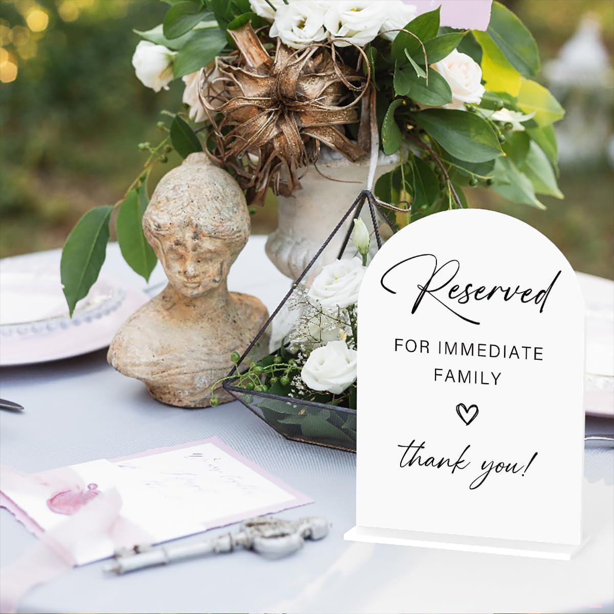 Acrylic Wedding Sign Wedding Signs for Ceremony Reserved for Immediate Family Sign for Wedding, Modern Calligraphy Arch Acrylic Table Top Sign for Wedding Reception and Event Party Table(white）