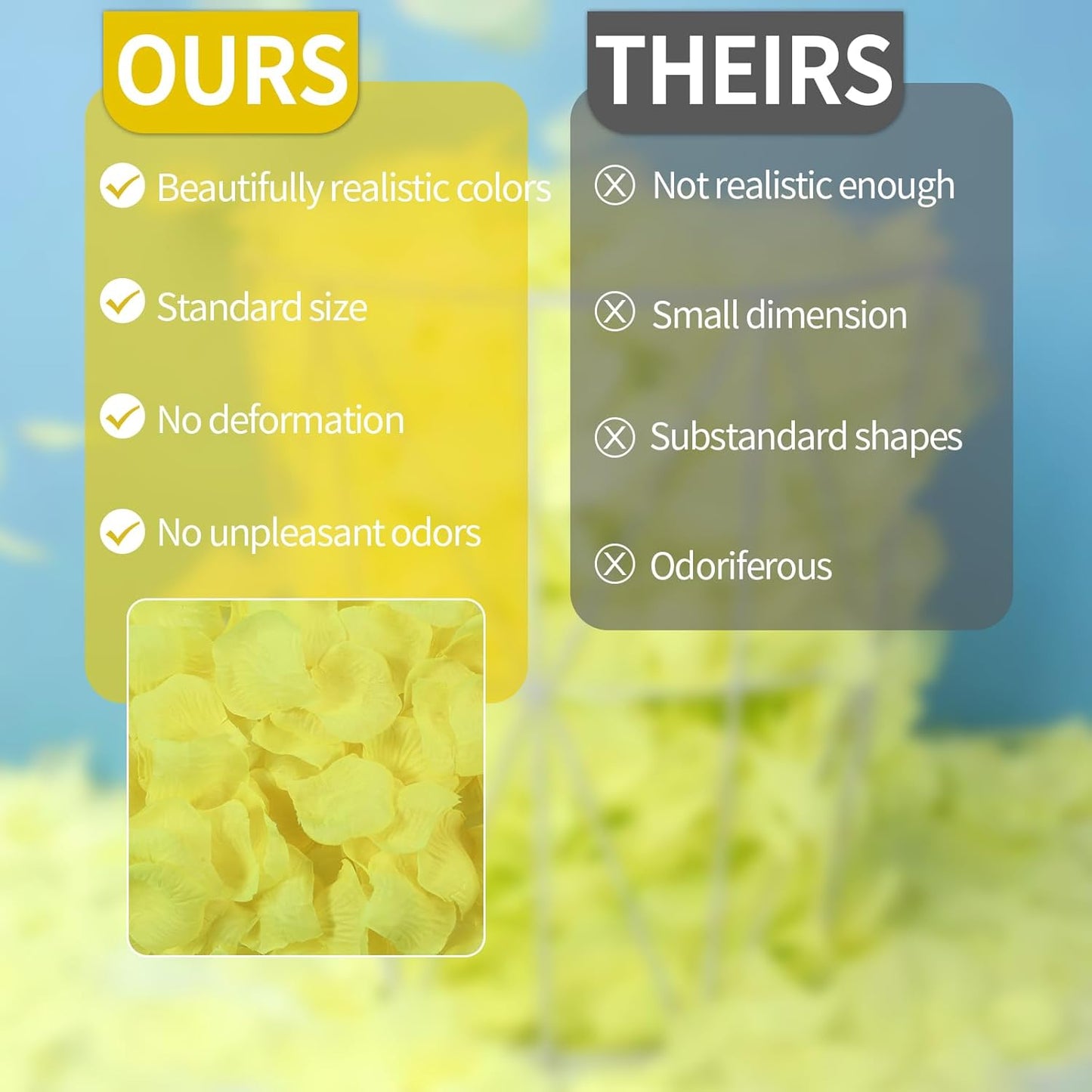 1000 Pcs Artificial Fake Rose Petals,Flower Petals for Romantic Night, Engagement, Party, Wedding, Event Flower Decorations, in Bulk(Yellow)