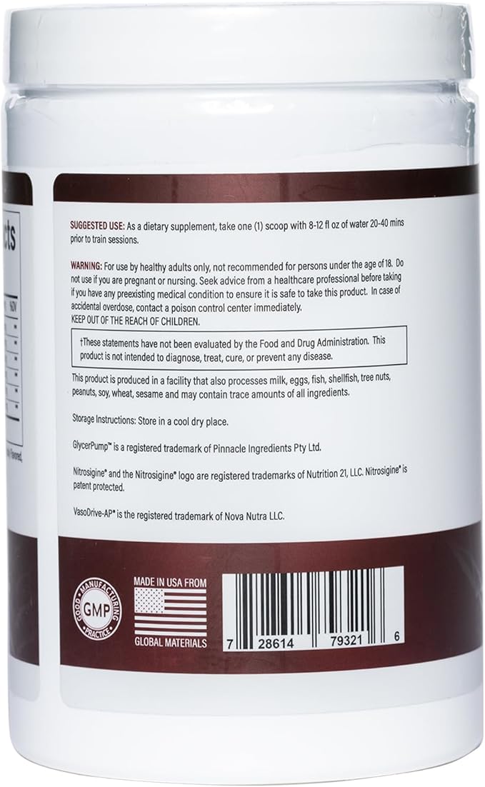 Vigor - Stimulant-Free Nitric Oxide Pre-Workout Powder | L-Citrulline (5000mg), Malic Acid (2000mg), GlycerPump (1500mg)| Fruit Punch| 30 Servings, 13.86g Each | Made in The USA
