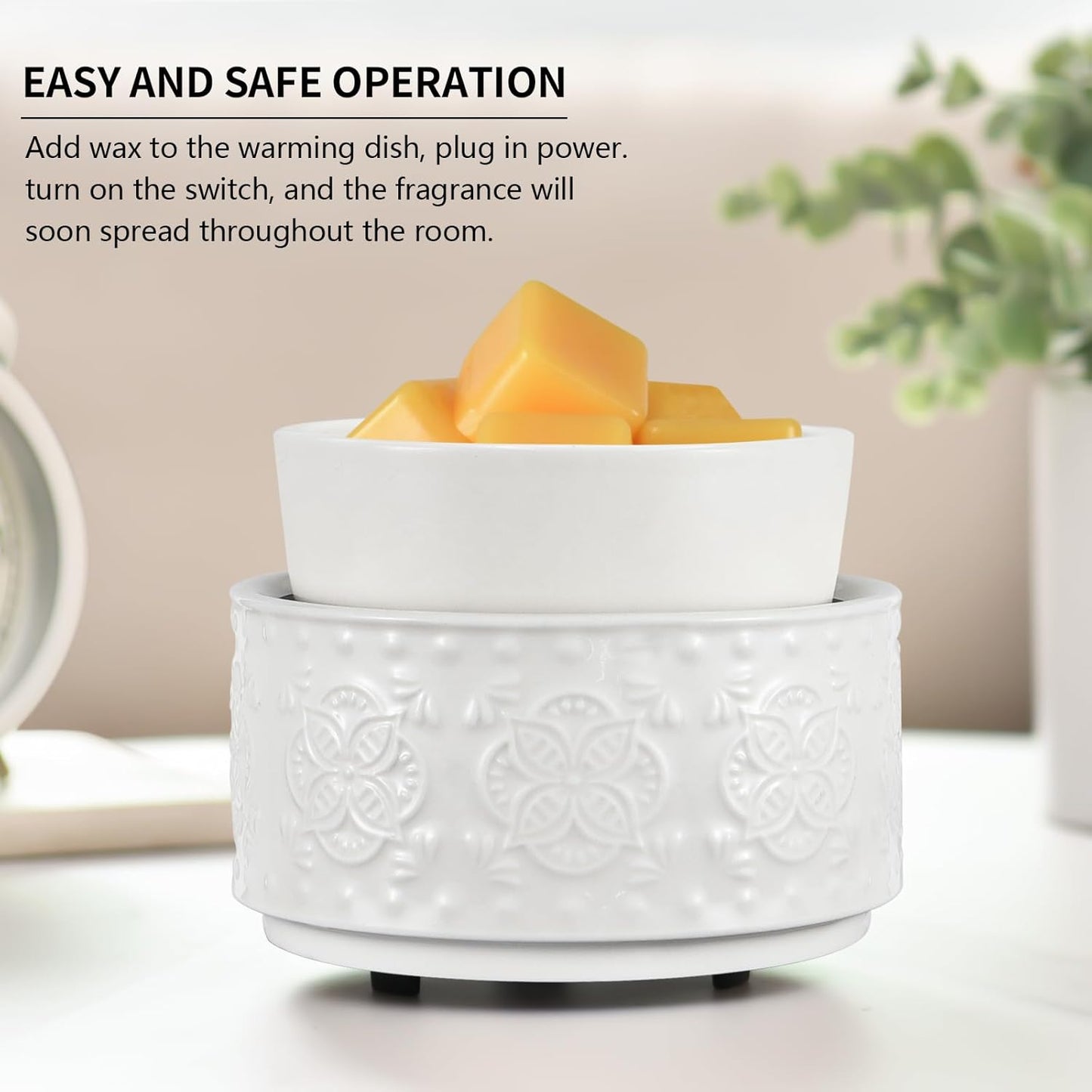 Wax Melt Warmer,Candle Warmer for Scented Wax,Electric Warmer Home Fragrance Oil Burner as Gifts for Mom Grandma Women(White-Granular)