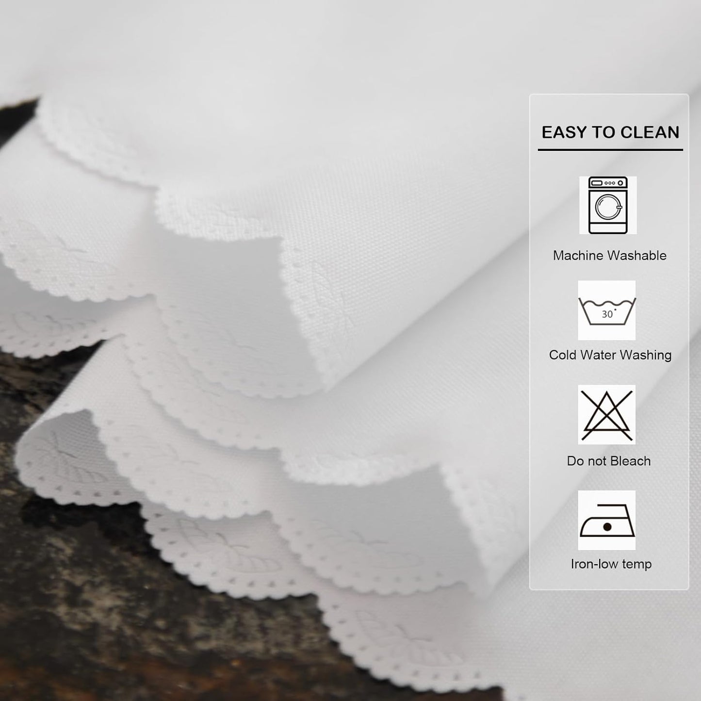 Rectangle White Tablecloth 60 x 84 Inch Polyester Fabric Washable Table Cloth Decorative Wrinkle Resistant Solid Color Table Cover for Dining Party Wedding Camping