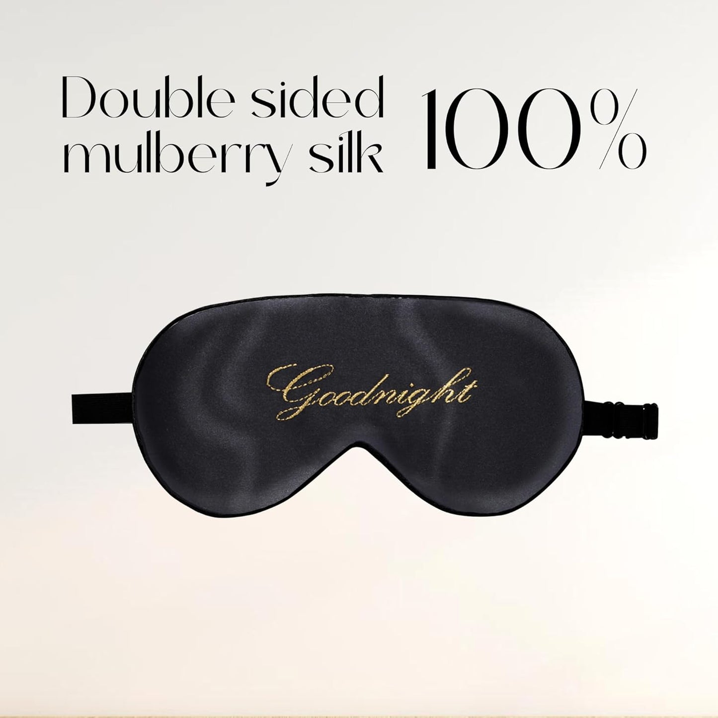 ZIMASILK 100% Natural Silk Sleep Mask Blindfold,Adjustable Super-Smooth Soft Eye Mask for Sleep with Bag(Good Night - Black)