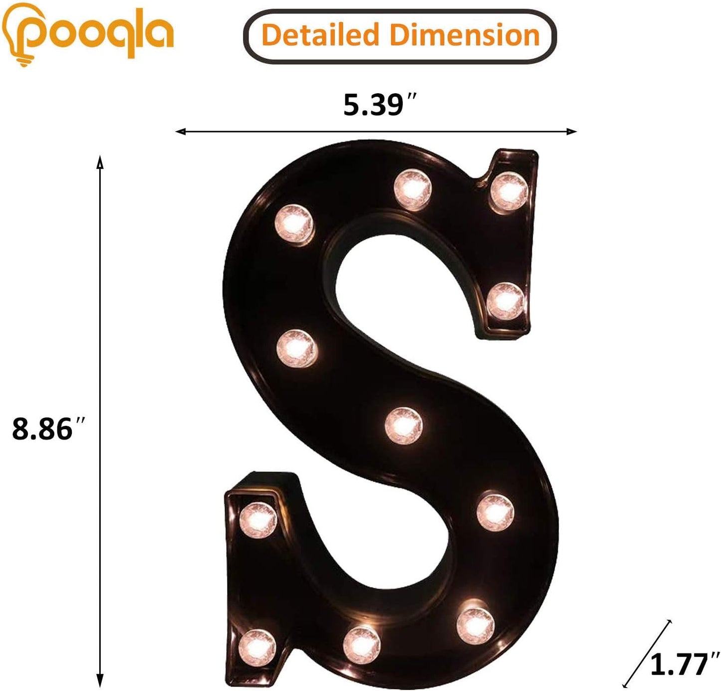 LED Illuminated Letter Marquee Signs - Alphabet Letters Lights for Wedding Birthday Party Christmas Night Light Lamp Home Bar Decoration (S - Black)