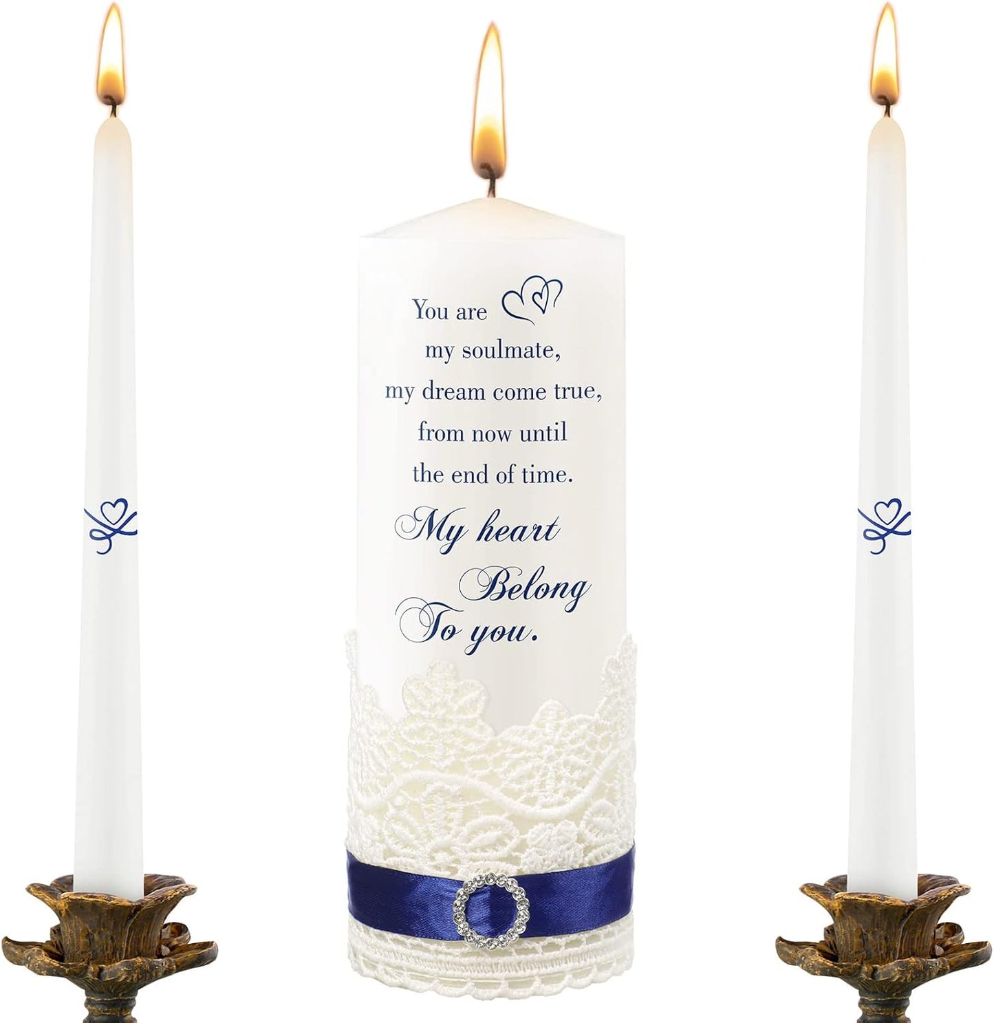 Frienda Unity Candles for Wedding Ceremony Set Wedding Unity Taper Candles Catholic Religious Ceremony Accessories(Heart Style)