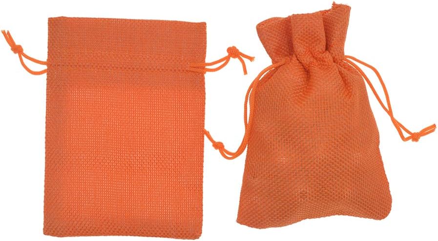 20pcs Burlap Gift Bags 5x7 inch, Orange Jute Drawstring Bags for Halloween Party Favors, Jewelry Candy Pouches, Arts Crafts Projects
